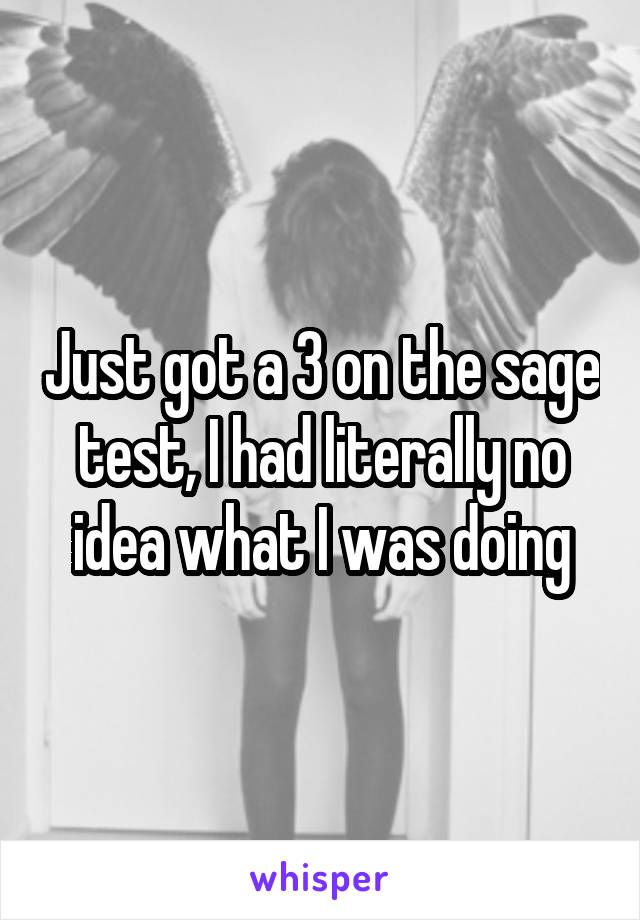 Just got a 3 on the sage test, I had literally no idea what I was doing