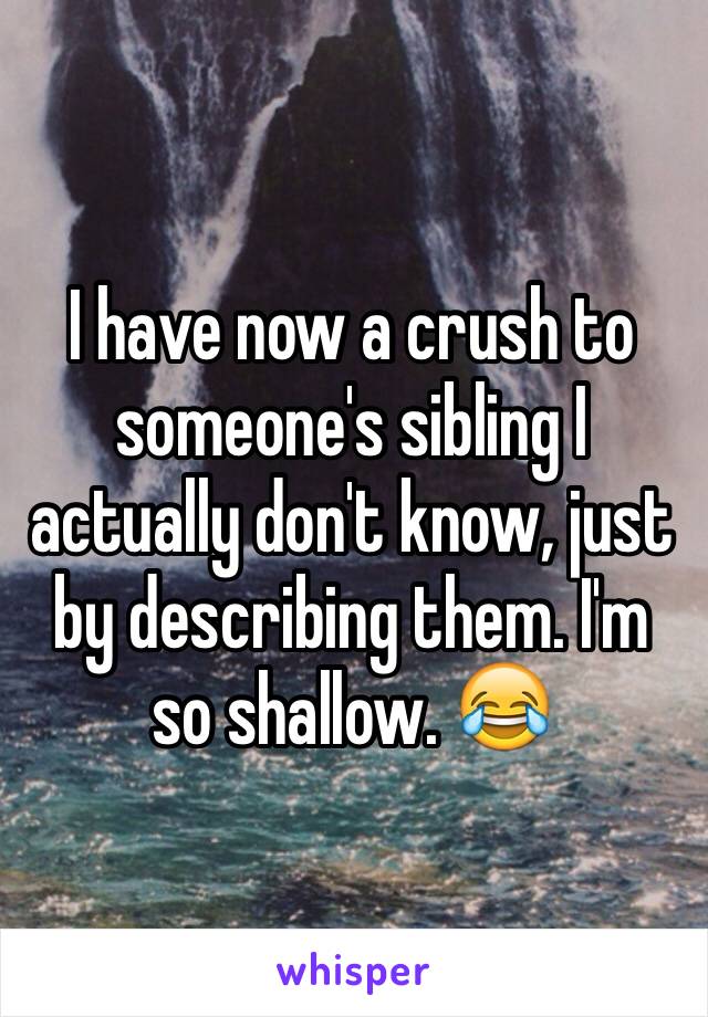 I have now a crush to someone's sibling I actually don't know, just by describing them. I'm so shallow. 😂