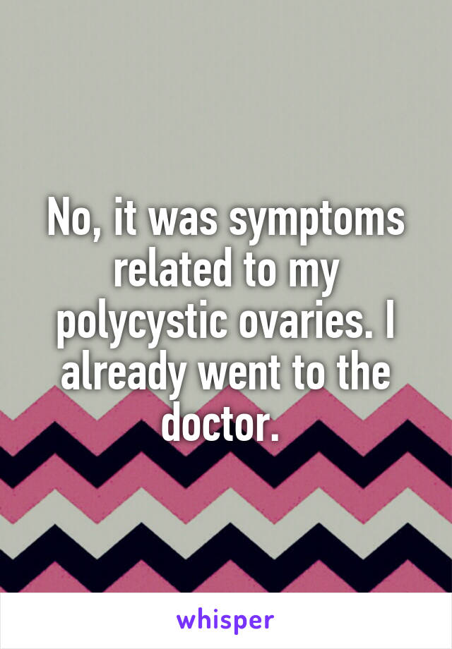 No, it was symptoms related to my polycystic ovaries. I already went to the doctor. 