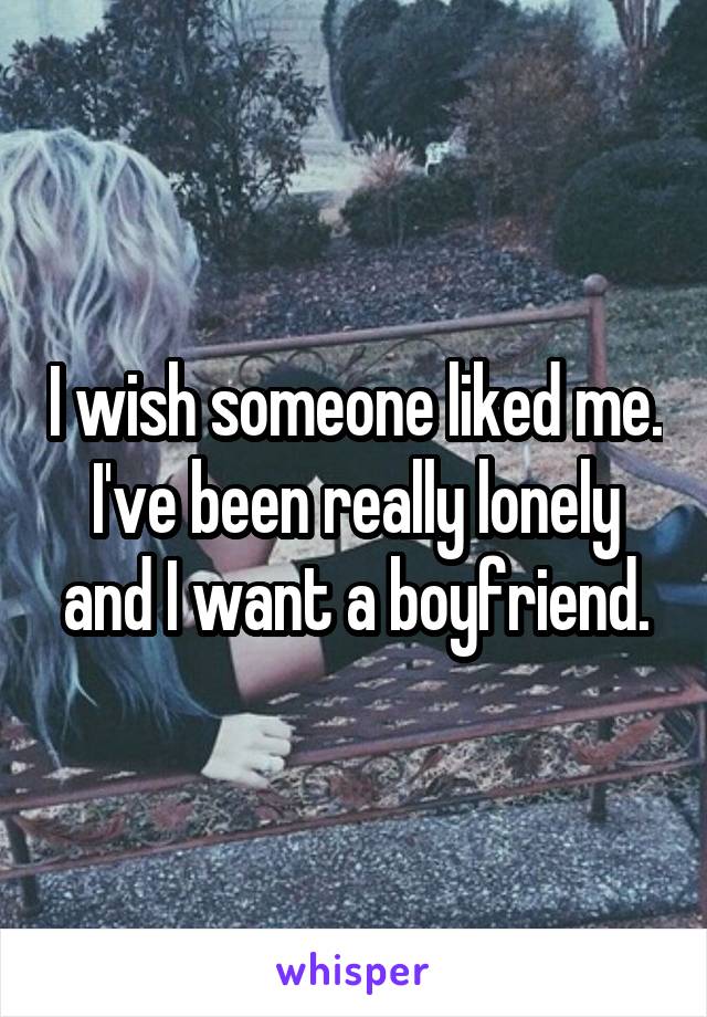 I wish someone liked me. I've been really lonely and I want a boyfriend.