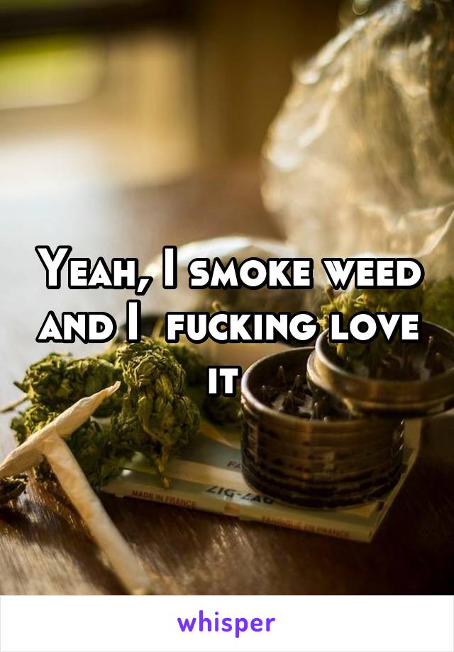 Yeah, I smoke weed and I  fucking love it 