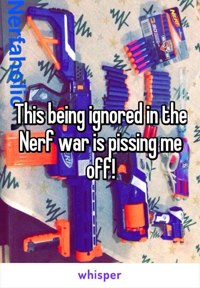 This being ignored in the Nerf war is pissing me off!