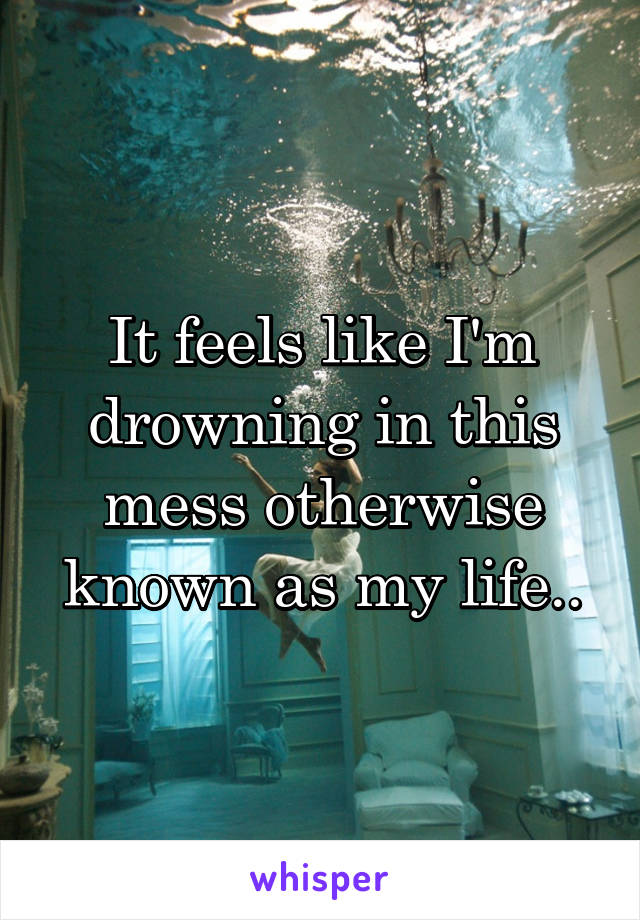 It feels like I'm drowning in this mess otherwise known as my life..