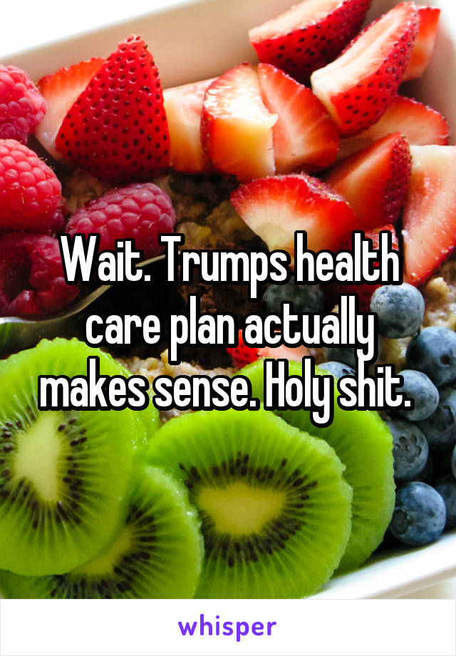 Wait. Trumps health care plan actually makes sense. Holy shit. 