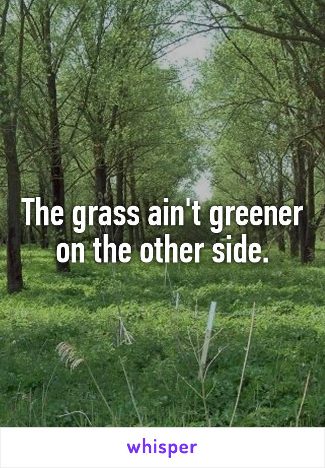 The grass ain't greener on the other side.