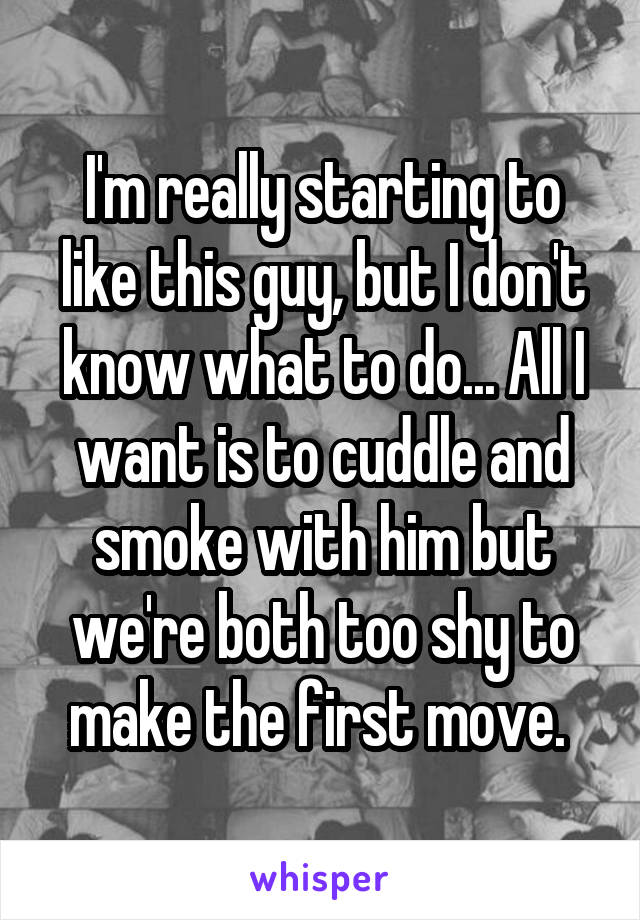 I'm really starting to like this guy, but I don't know what to do... All I want is to cuddle and smoke with him but we're both too shy to make the first move. 