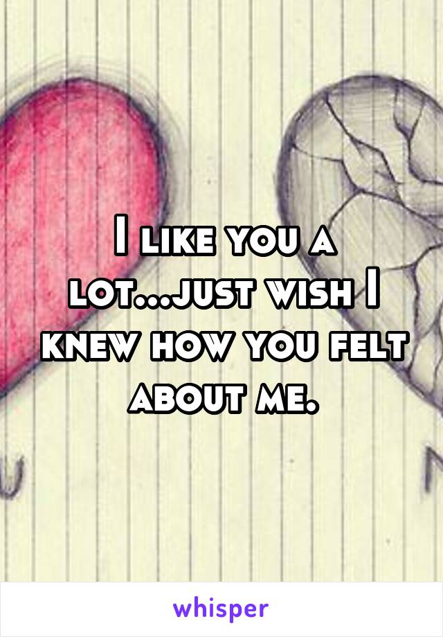 I like you a lot...just wish I knew how you felt about me.