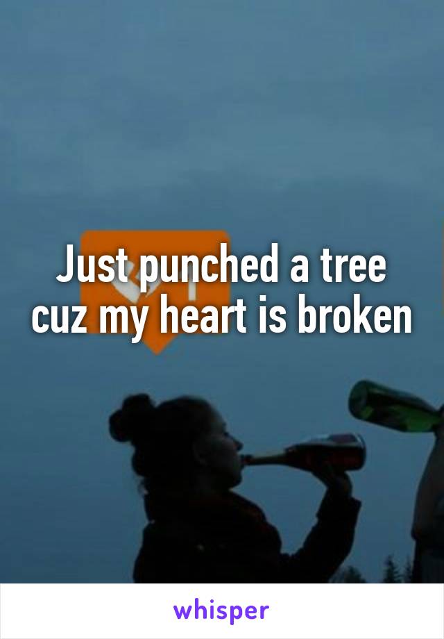 Just punched a tree cuz my heart is broken 