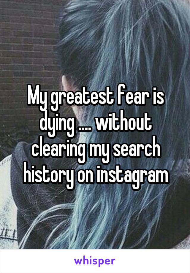 My greatest fear is dying .... without clearing my search history on instagram