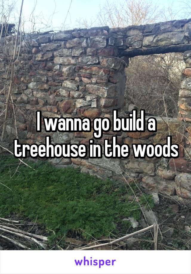 I wanna go build a treehouse in the woods