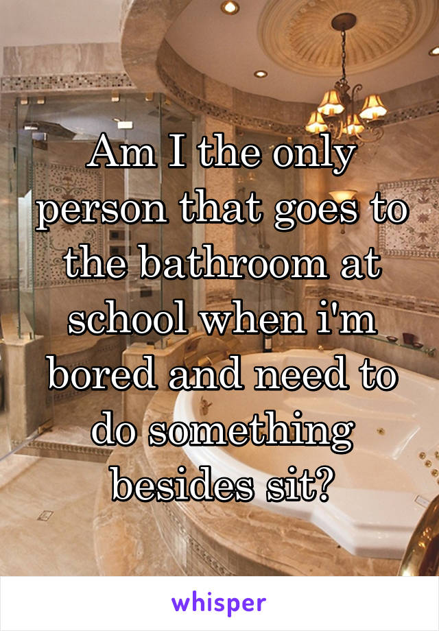 Am I the only person that goes to the bathroom at school when i'm bored and need to do something besides sit?