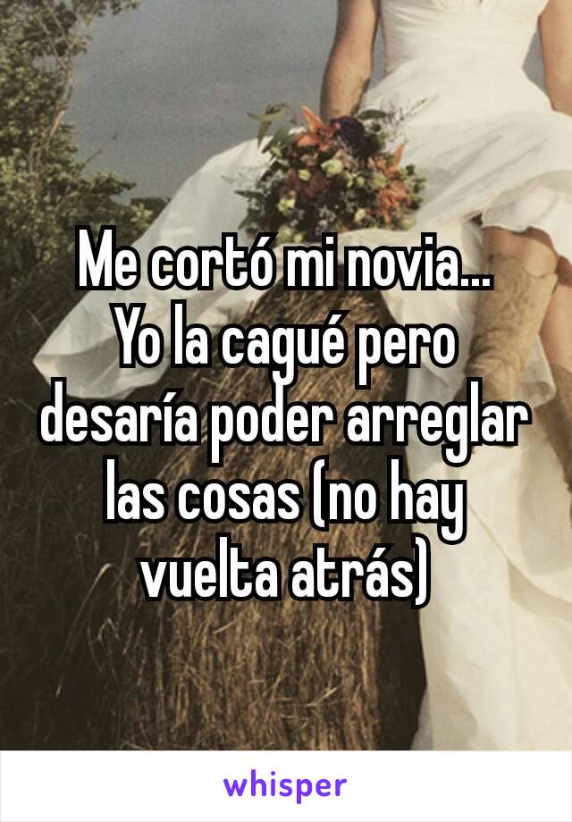 Me cortó mi novia...
Yo la cagué pero desaría poder arreglar las cosas (no hay vuelta atrás)