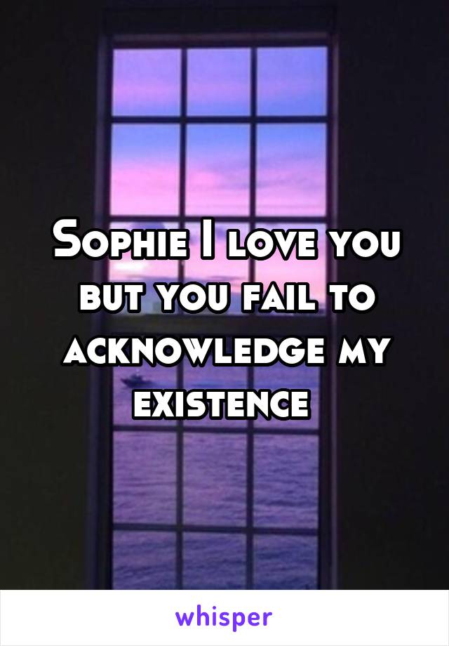 Sophie I love you but you fail to acknowledge my existence 