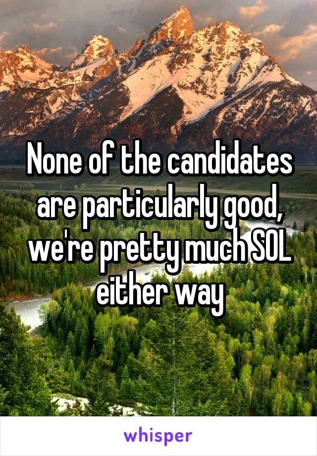 None of the candidates are particularly good, we're pretty much SOL either way