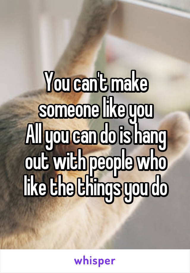 You can't make someone like you
All you can do is hang out with people who like the things you do