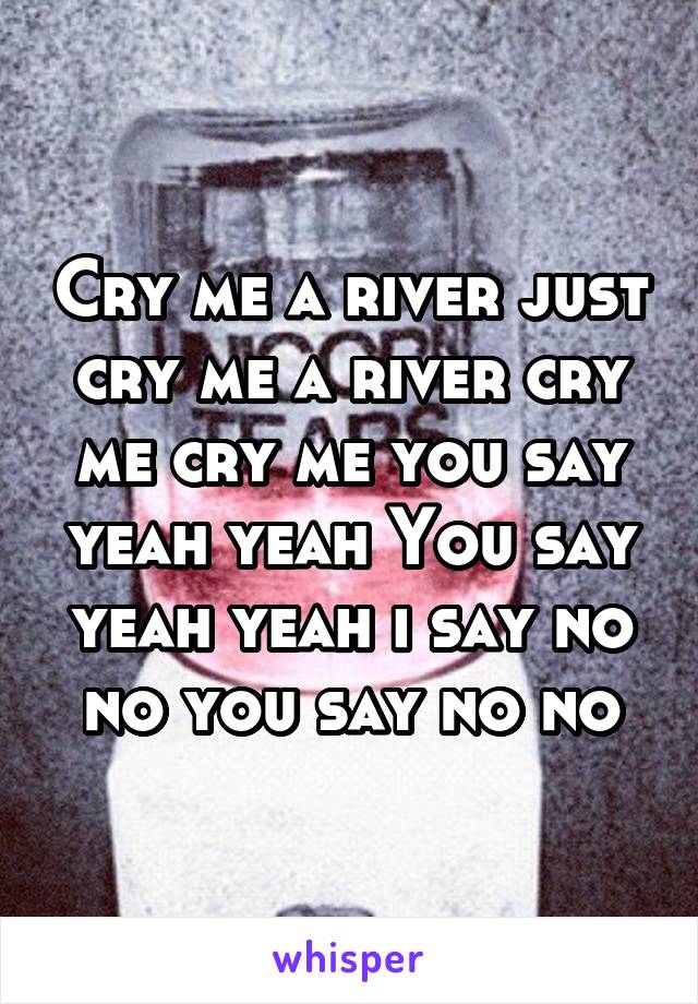 Cry me a river just cry me a river cry me cry me you say yeah yeah You say yeah yeah i say no no you say no no