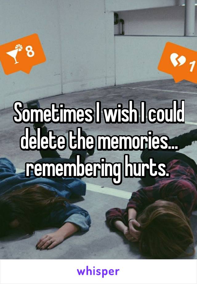 Sometimes I wish I could delete the memories... remembering hurts. 