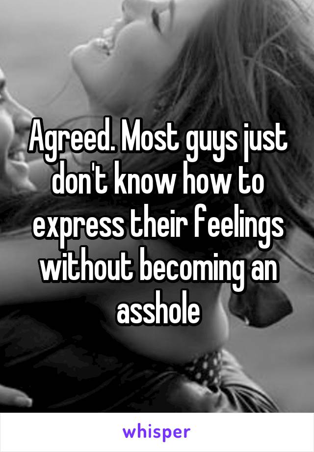 Agreed. Most guys just don't know how to express their feelings without becoming an asshole