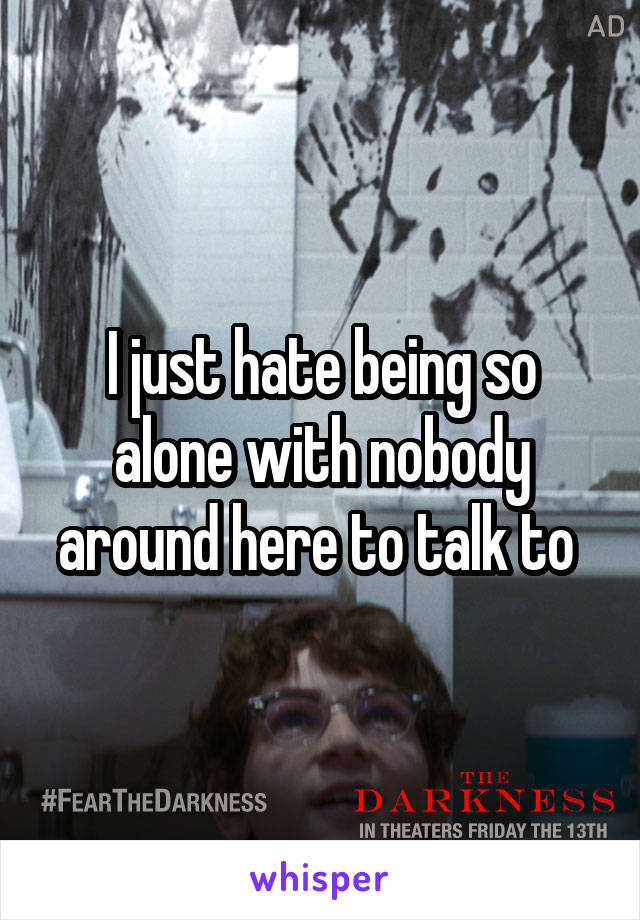 I just hate being so alone with nobody around here to talk to 