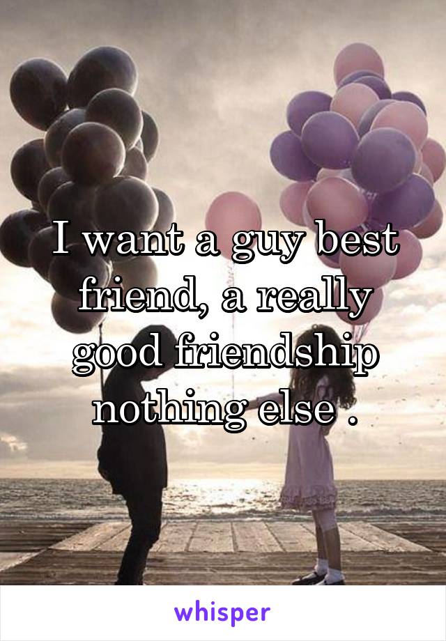 I want a guy best friend, a really good friendship nothing else .