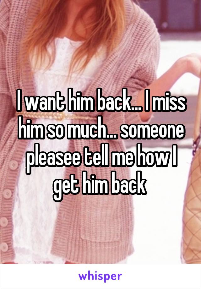 I want him back... I miss him so much... someone pleasee tell me how I get him back 