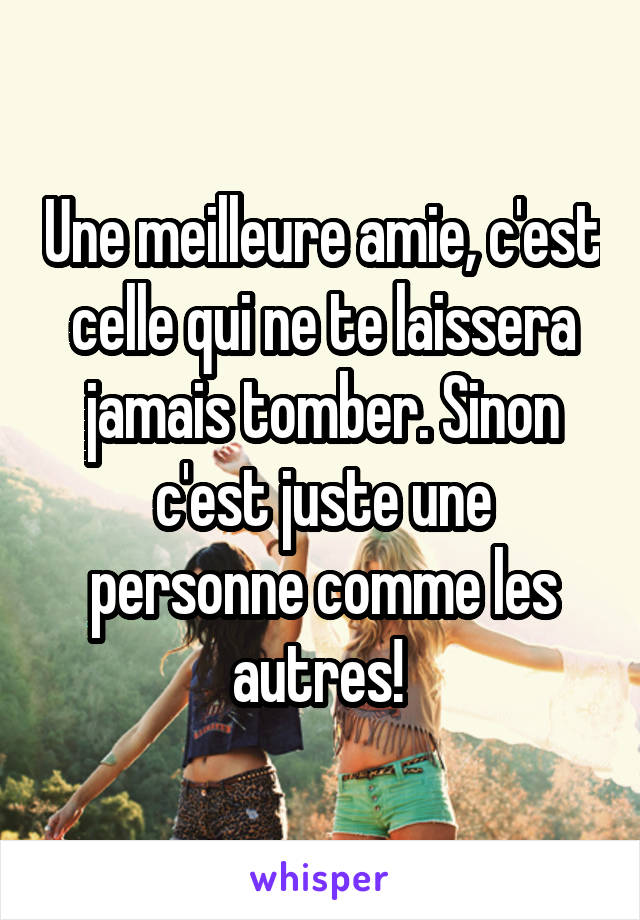 Une meilleure amie, c'est celle qui ne te laissera jamais tomber. Sinon c'est juste une personne comme les autres! 