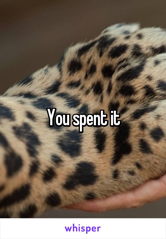 You spent it