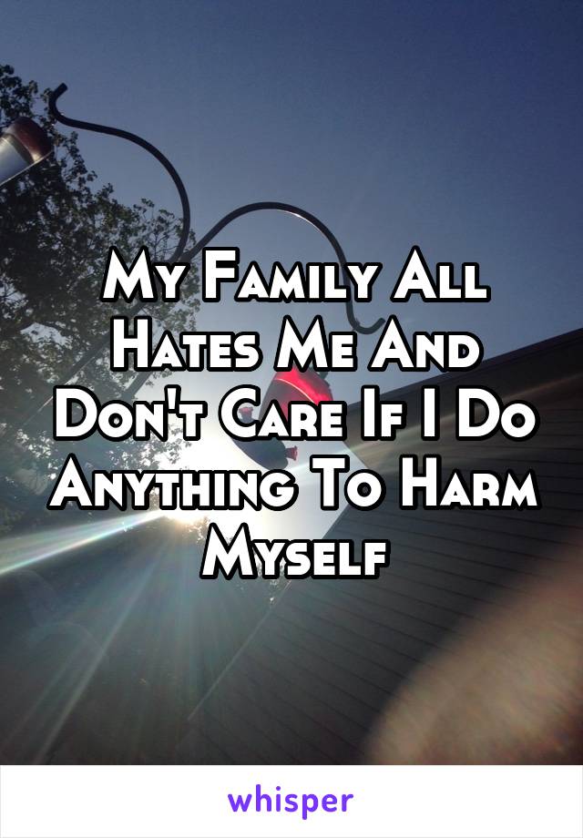 My Family All Hates Me And Don't Care If I Do Anything To Harm Myself