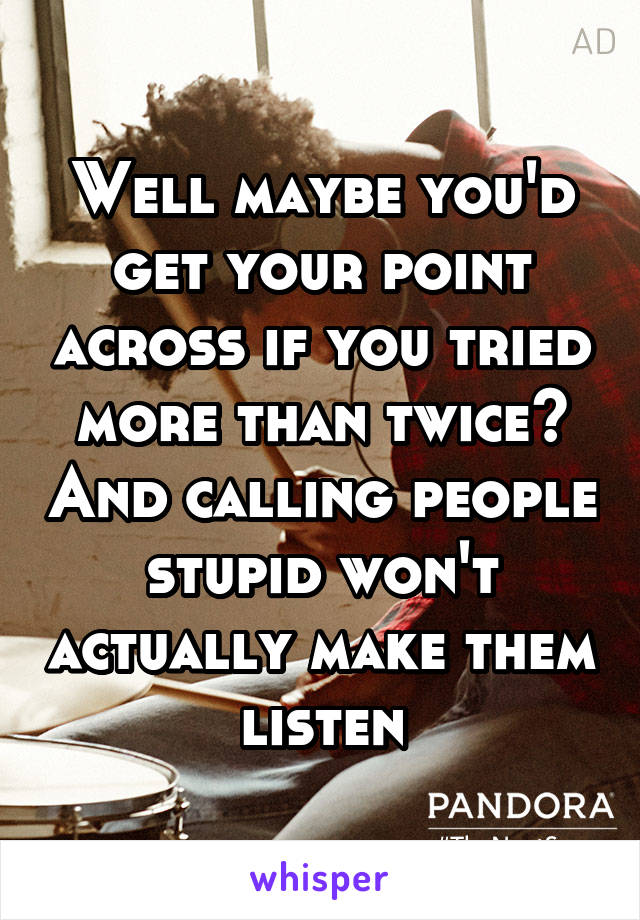 Well maybe you'd get your point across if you tried more than twice? And calling people stupid won't actually make them listen