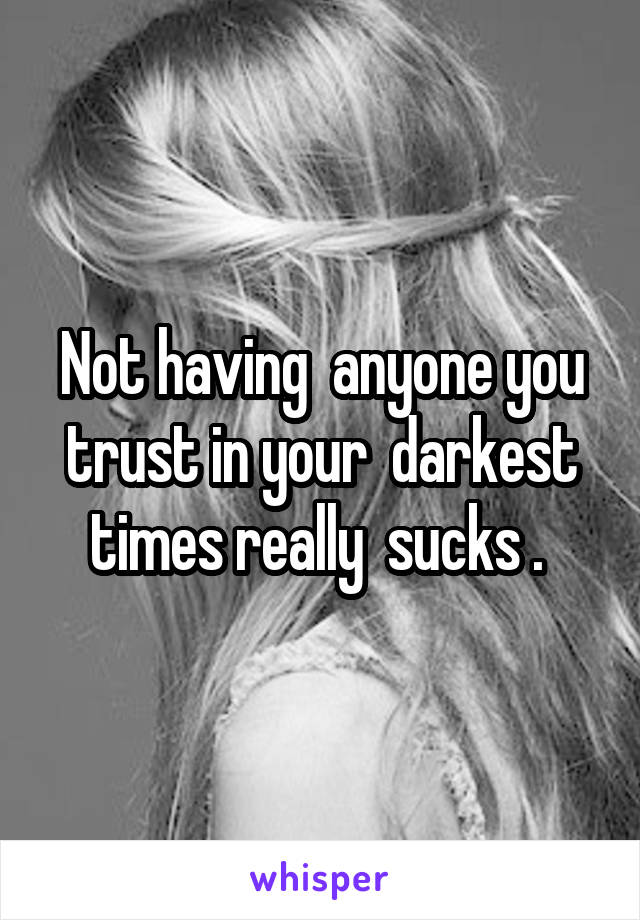 Not having  anyone you trust in your  darkest times really  sucks . 