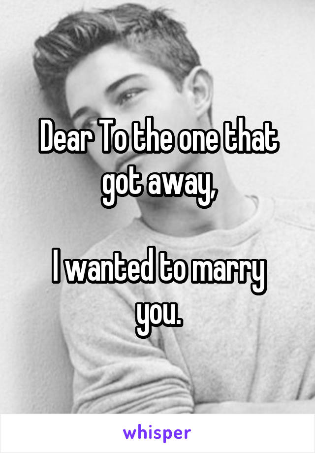 Dear To the one that got away,

I wanted to marry you.