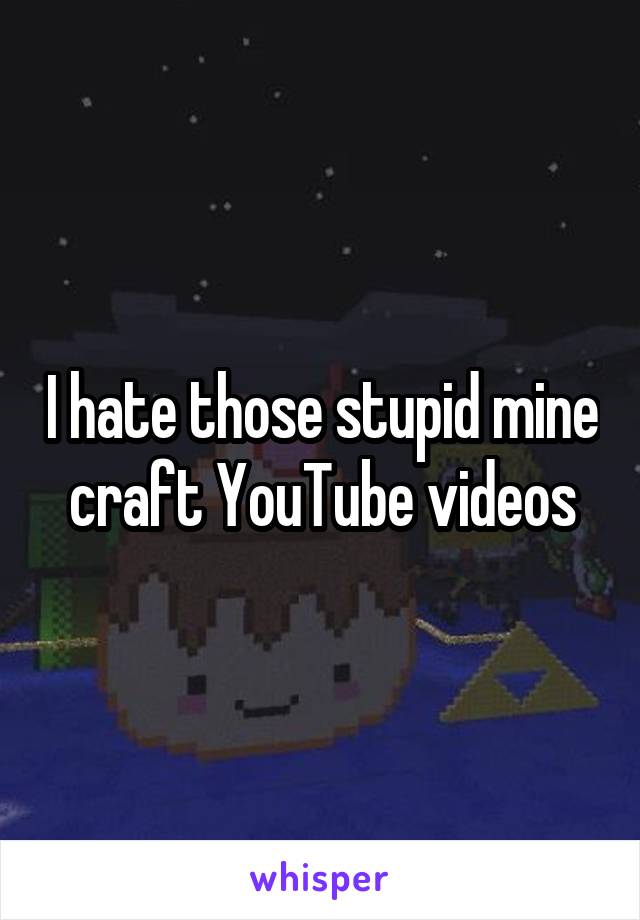 I hate those stupid mine craft YouTube videos