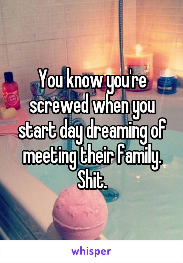 You know you're screwed when you start day dreaming of meeting their family. Shit.