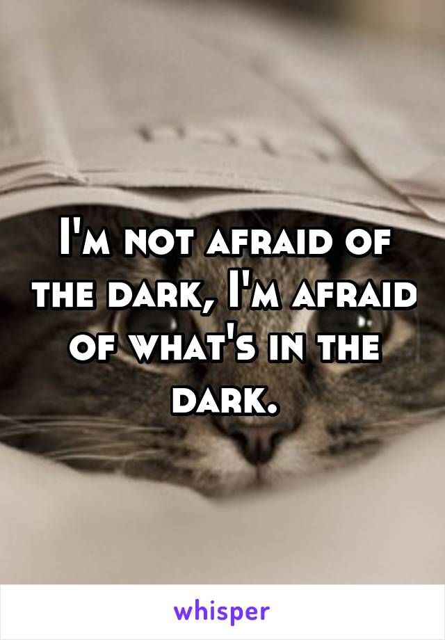 I'm not afraid of the dark, I'm afraid of what's in the dark.