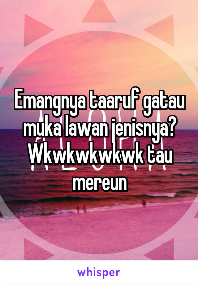 Emangnya taaruf gatau muka lawan jenisnya? Wkwkwkwkwk tau mereun