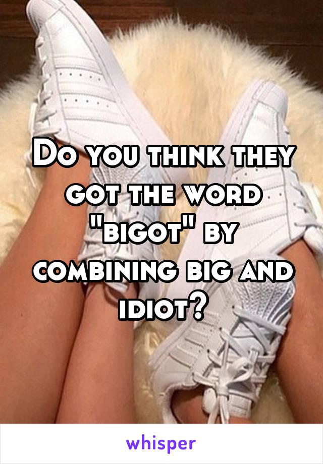 Do you think they got the word "bigot" by combining big and idiot?