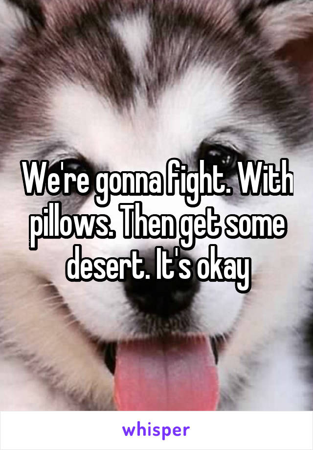 We're gonna fight. With pillows. Then get some desert. It's okay