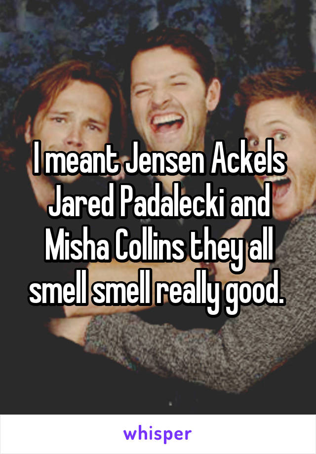 I meant Jensen Ackels Jared Padalecki and Misha Collins they all smell smell really good. 