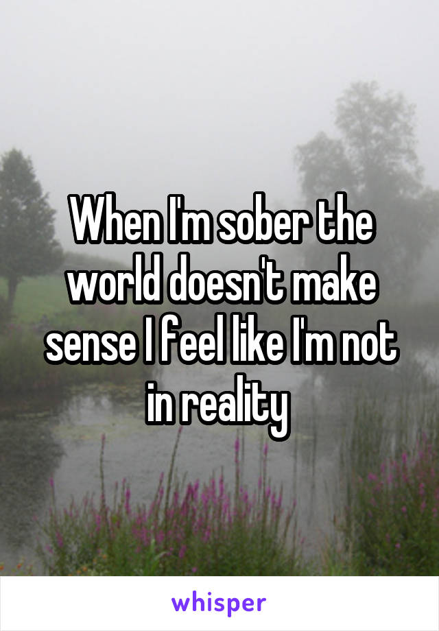 When I'm sober the world doesn't make sense I feel like I'm not in reality 