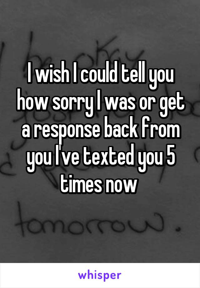 I wish I could tell you how sorry I was or get a response back from you I've texted you 5 times now 
