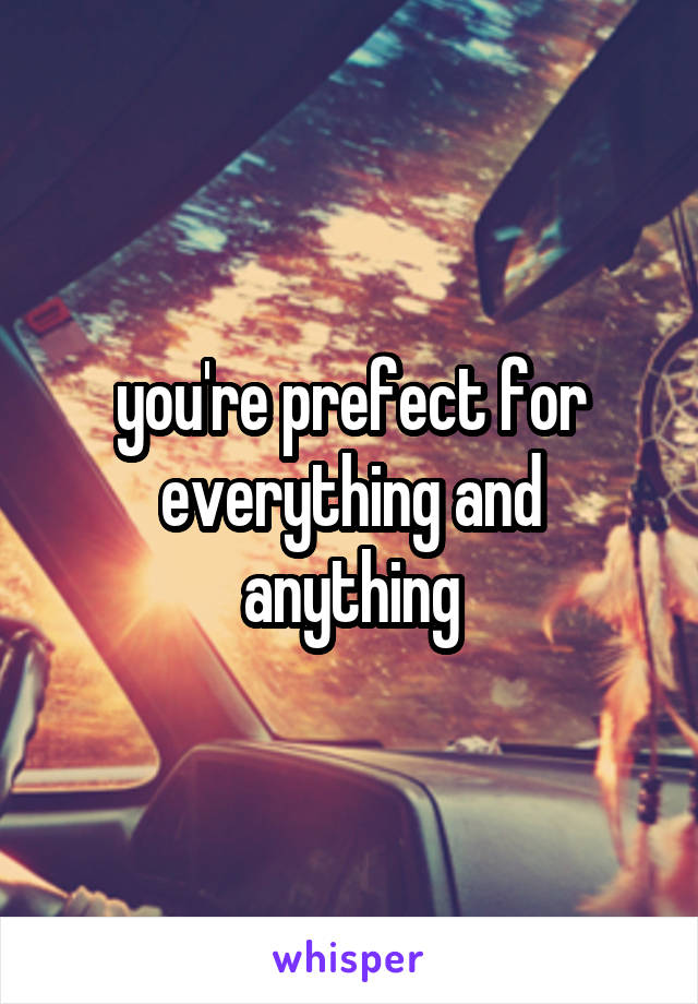 you're prefect for everything and anything