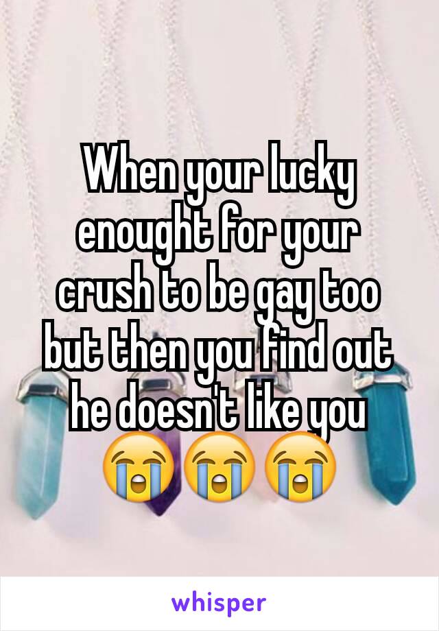 When your lucky  enought for your crush to be gay too but then you find out he doesn't like you 😭😭😭