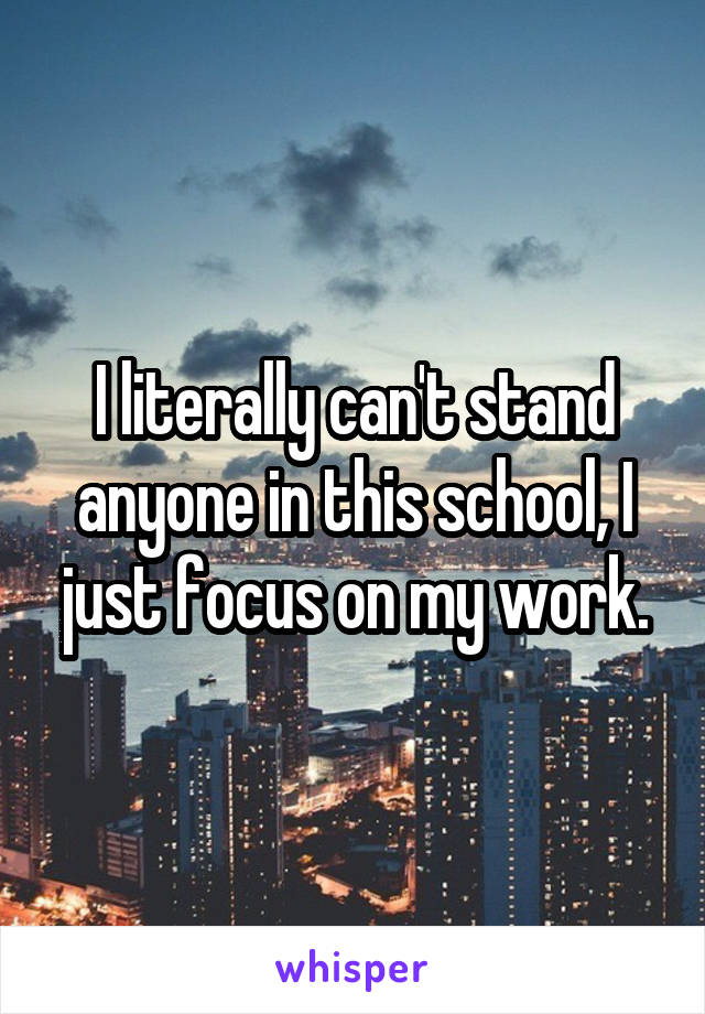I literally can't stand anyone in this school, I just focus on my work.