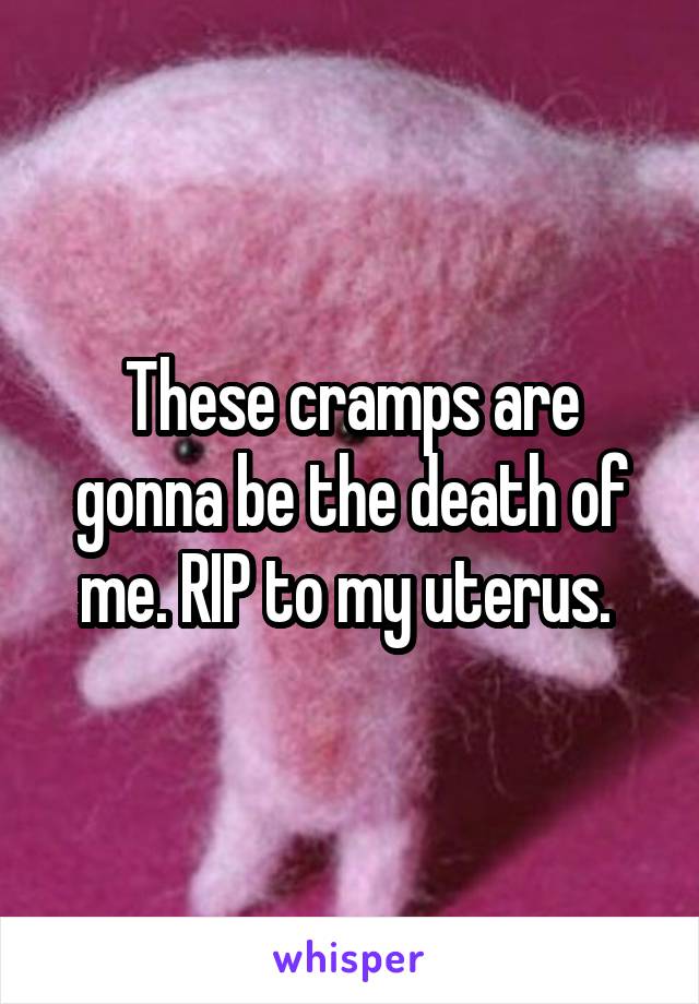 These cramps are gonna be the death of me. RIP to my uterus. 