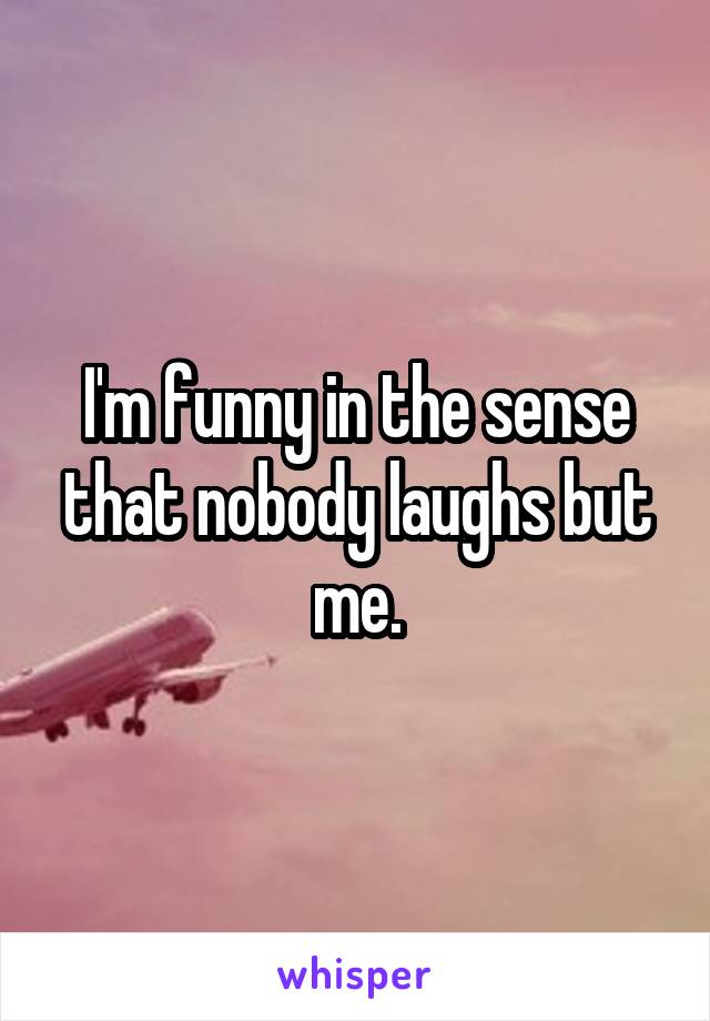 I'm funny in the sense that nobody laughs but me.