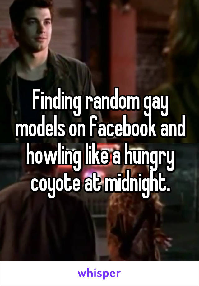 Finding random gay models on facebook and howling like a hungry coyote at midnight.