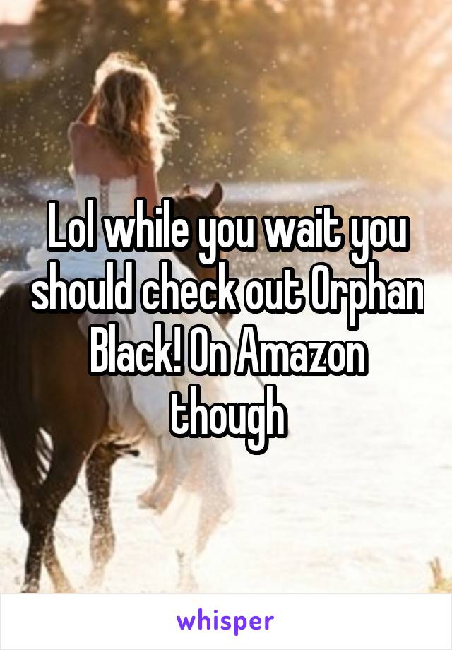 Lol while you wait you should check out Orphan Black! On Amazon though