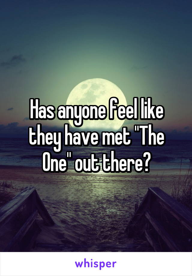 Has anyone feel like they have met "The One" out there?
