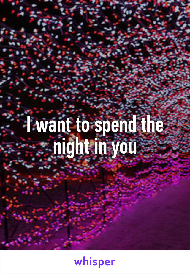 I want to spend the night in you