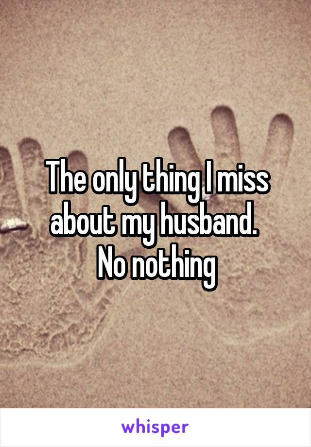 The only thing I miss about my husband. 
No nothing